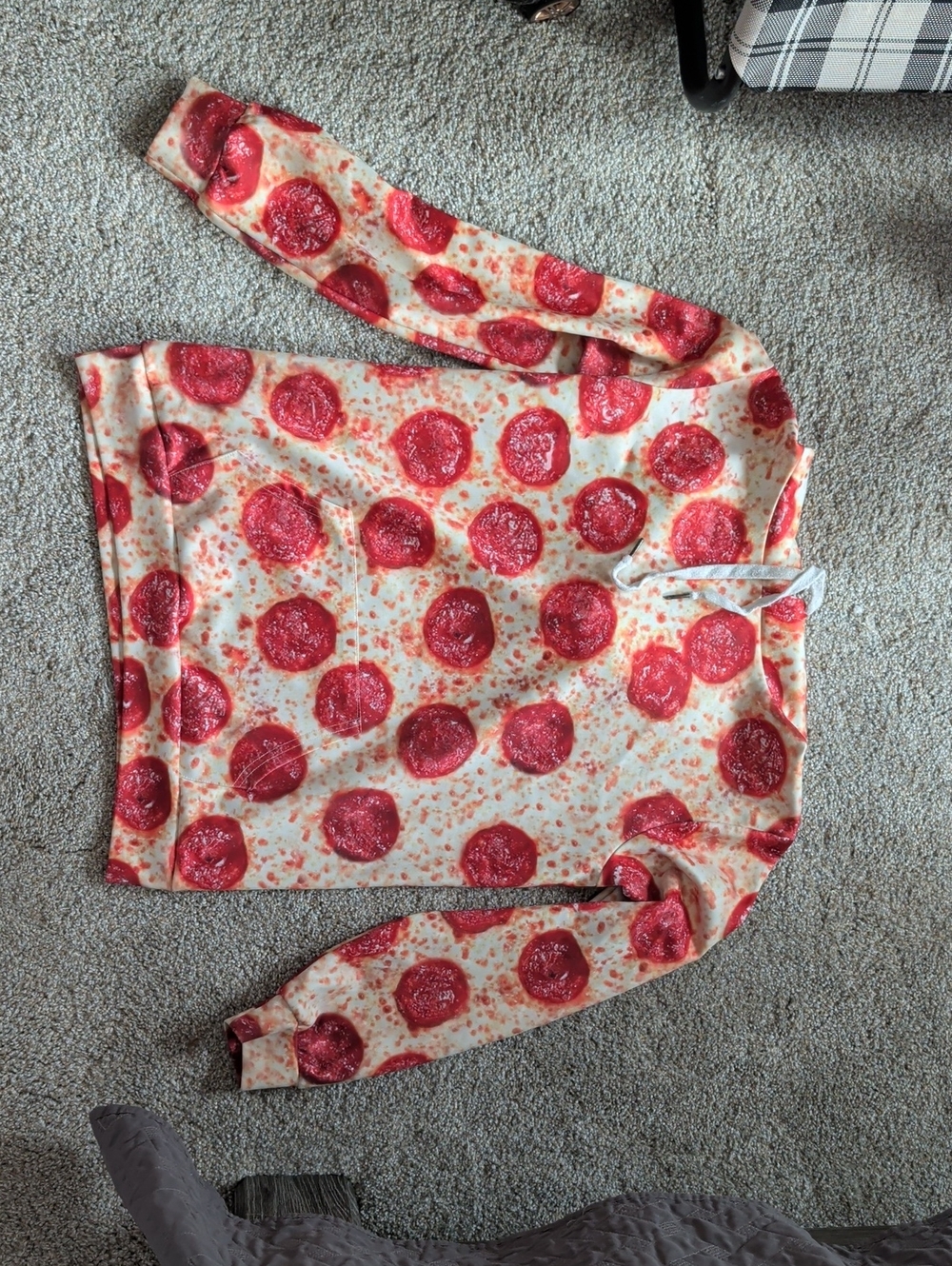 Novelty Pepperoni Pizza Print Hoodie